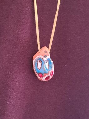 Keena Earth-Tone Ceramic Pendant Necklace — Tan & Brown